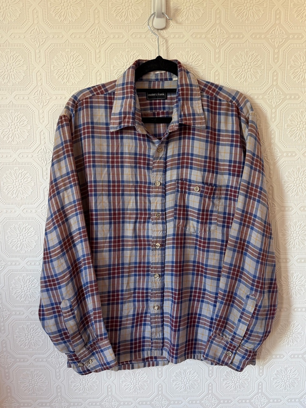 ⬇️ Vintage Meier & Frank Casual Plaid Long-Sleeve Shirt Women's size XL